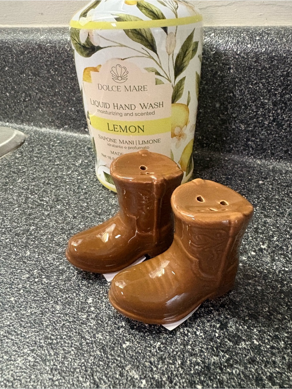Cracker Barrel Brown Ceramic Boot Salt and Pepper Shakers